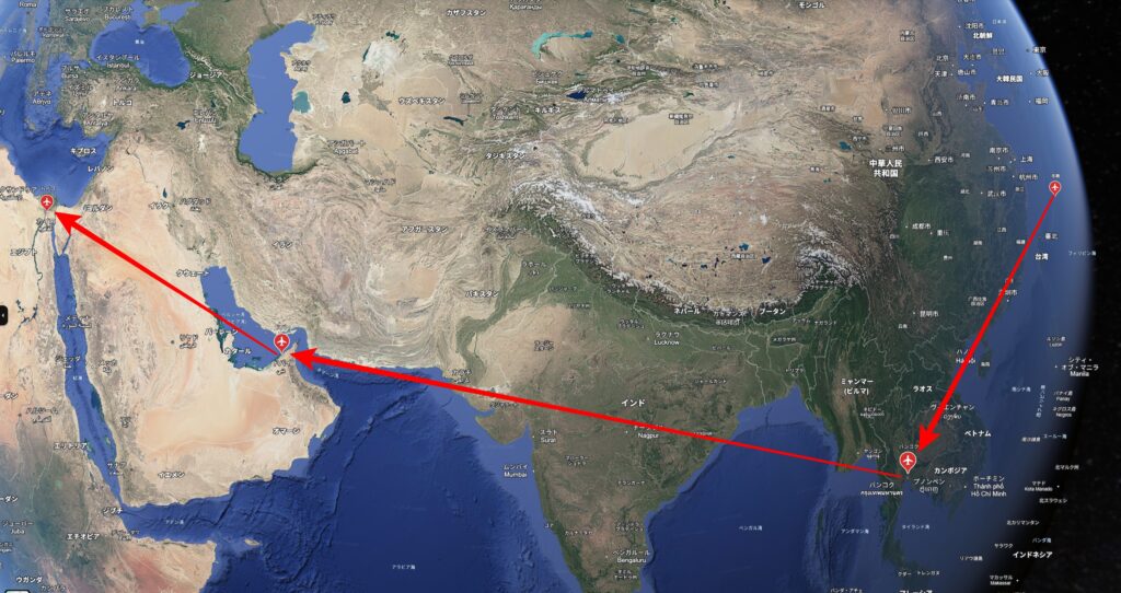 行きの移動経路