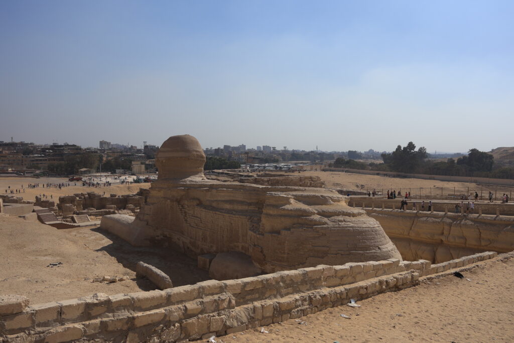 ギザの街並みを見つめるスフィンクス