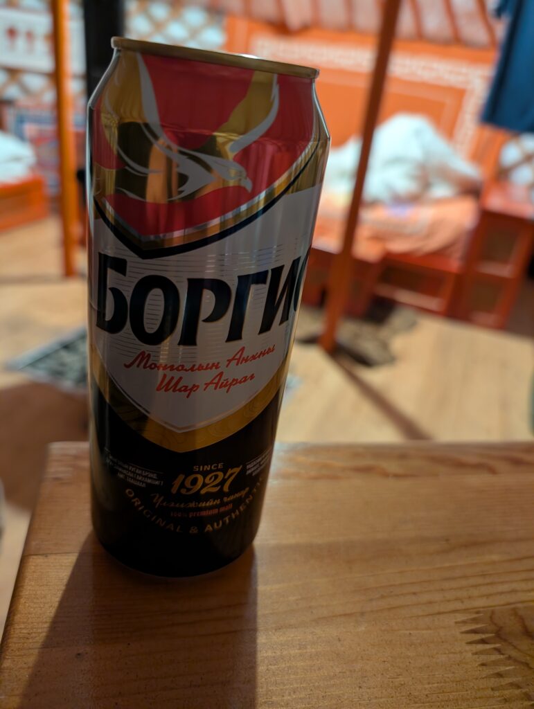 モンゴルのビール Боргио（ボルギオ）