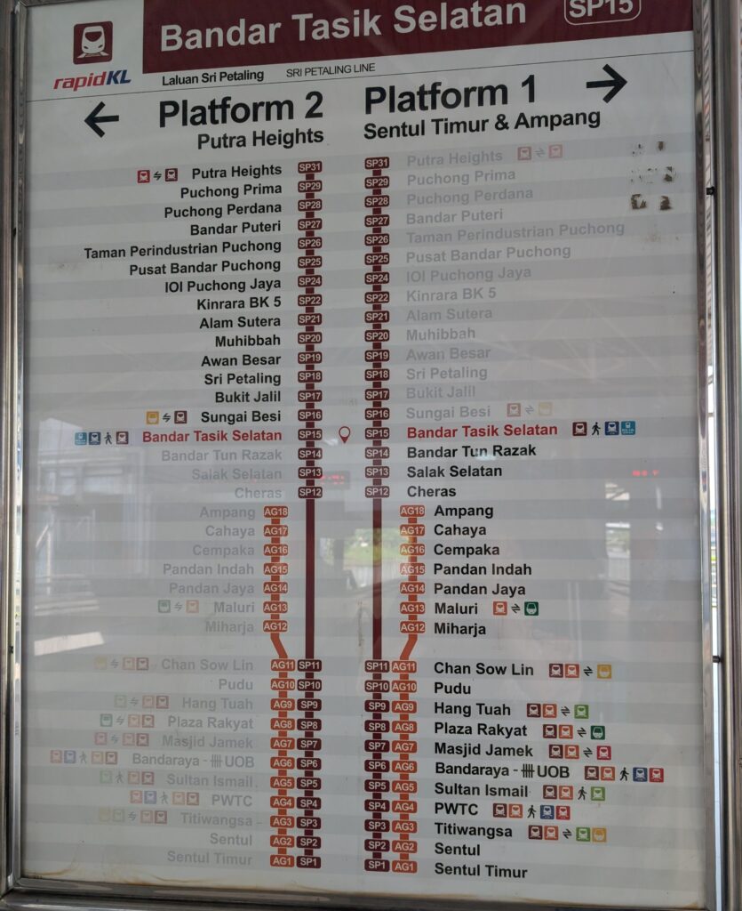 バンダル・タシク・スラタン（Bandar Tasik Selatan）駅の路線図